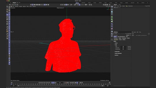 Red wireframe in Cinema 4D of 3D designer Billy Chitkin for Nodefest 2025 opening title sequence